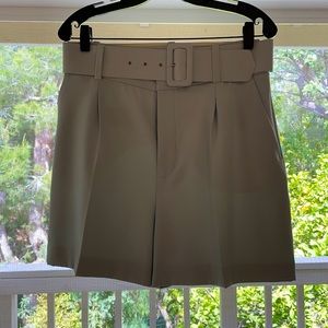 High waisted mint green belted shorts